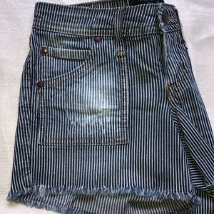 Pin stripe jeans shorts